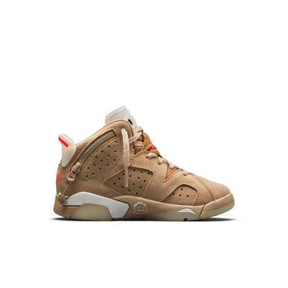 Air Jordan Preschool Retro 6 'Travis Scott British Khaki' Ps Sneakers