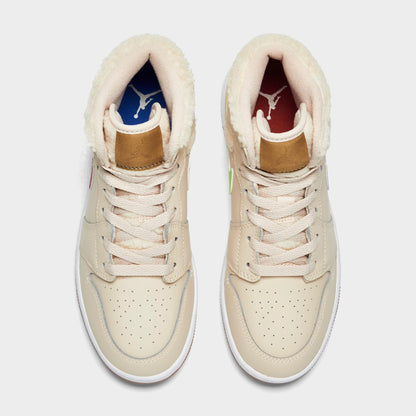 Air Jordan Grade School Retro 1 Mid Utility 'Fleece Pearl White' Gs Sneakers