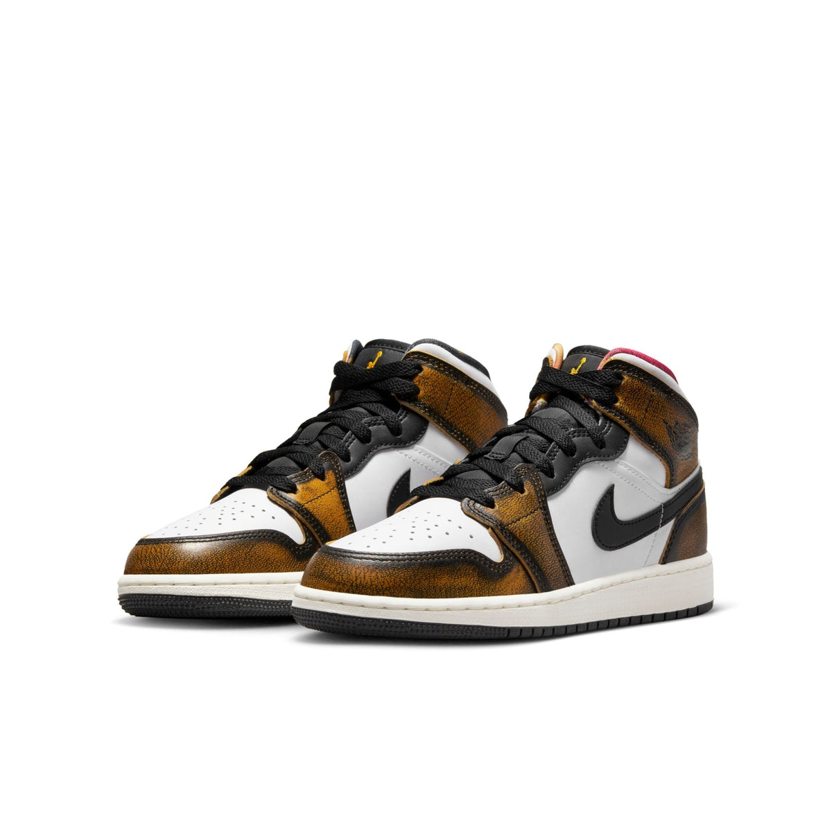 Air Jordan Youth Retro 1 Mid Se 'Orange Wear Away Gs Sneakers