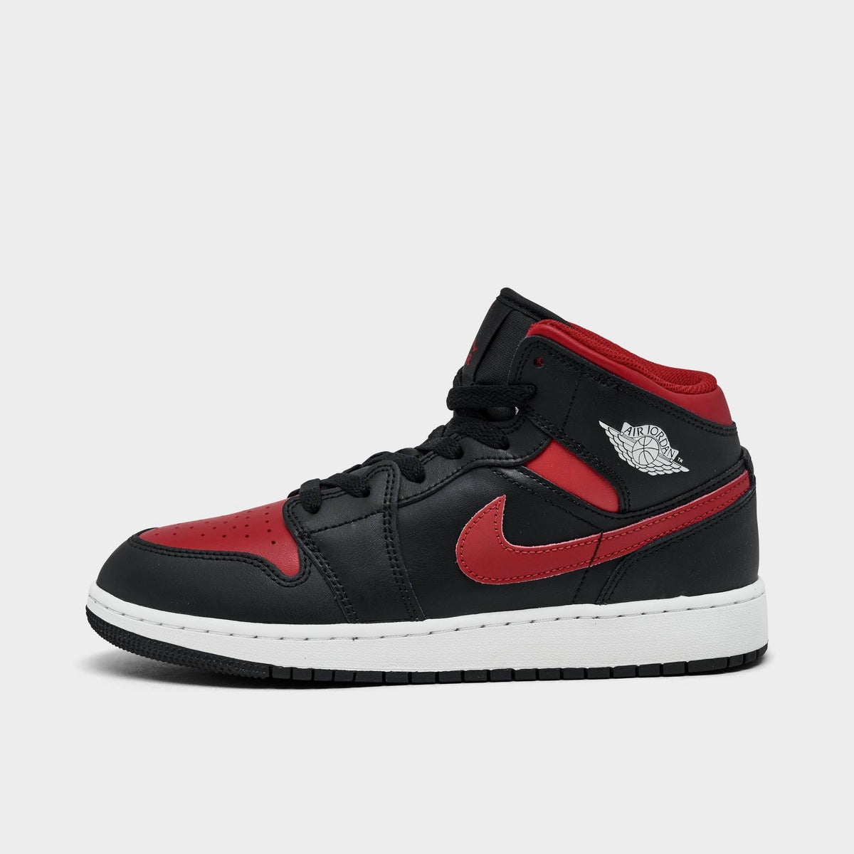 Air Jordan Grade School Retro 1 Mid 'Black Summit White Varsity Red Gs' Sneakers