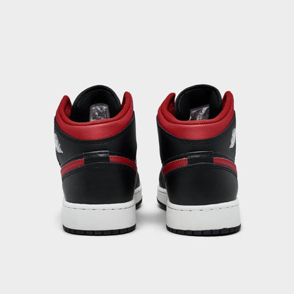 Air Jordan Grade School Retro 1 Mid 'Black Summit White Varsity Red Gs' Sneakers