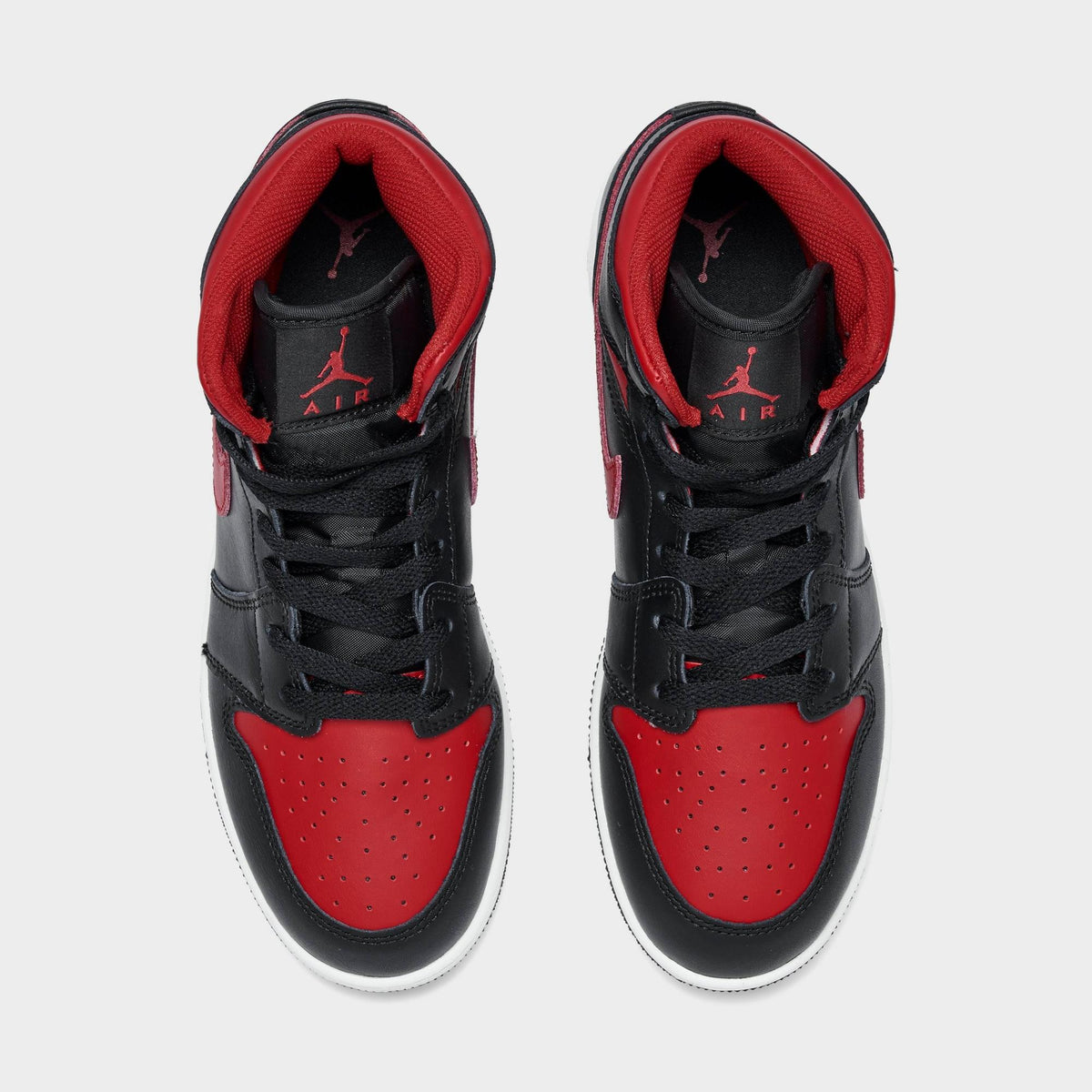 Air Jordan Grade School Retro 1 Mid 'Black Summit White Varsity Red Gs' Sneakers