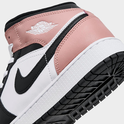 Air Jordan Grade School Retro 1 Mid 'White Rust Pink Black Gs' Sneakers