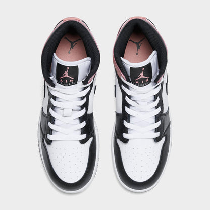 Air Jordan Grade School Retro 1 Mid 'White Rust Pink Black Gs' Sneakers
