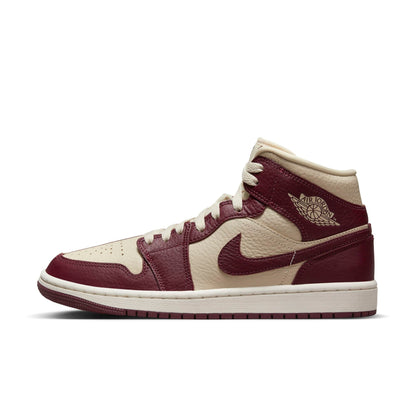 Air Jordan Women's Retro 1 Mid Se 'Split Beach Cherrywood Red' Sneakers