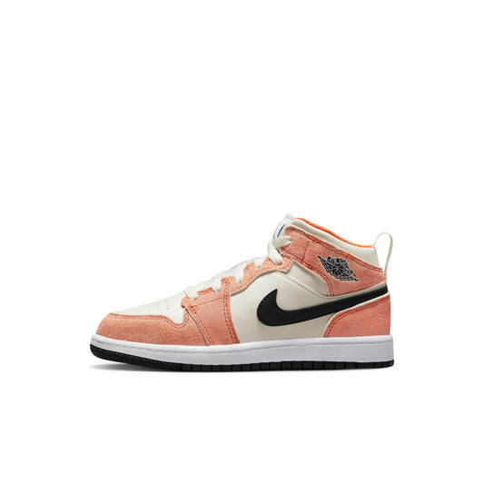 Air Jordan Preschool Retro 1 Mid Se 'Orange Suede Ps' Sneakers