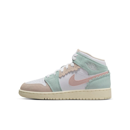 Air Jordan Grade School Retro 1 Mid Se 'Pink Oxford Gs' Sneakers