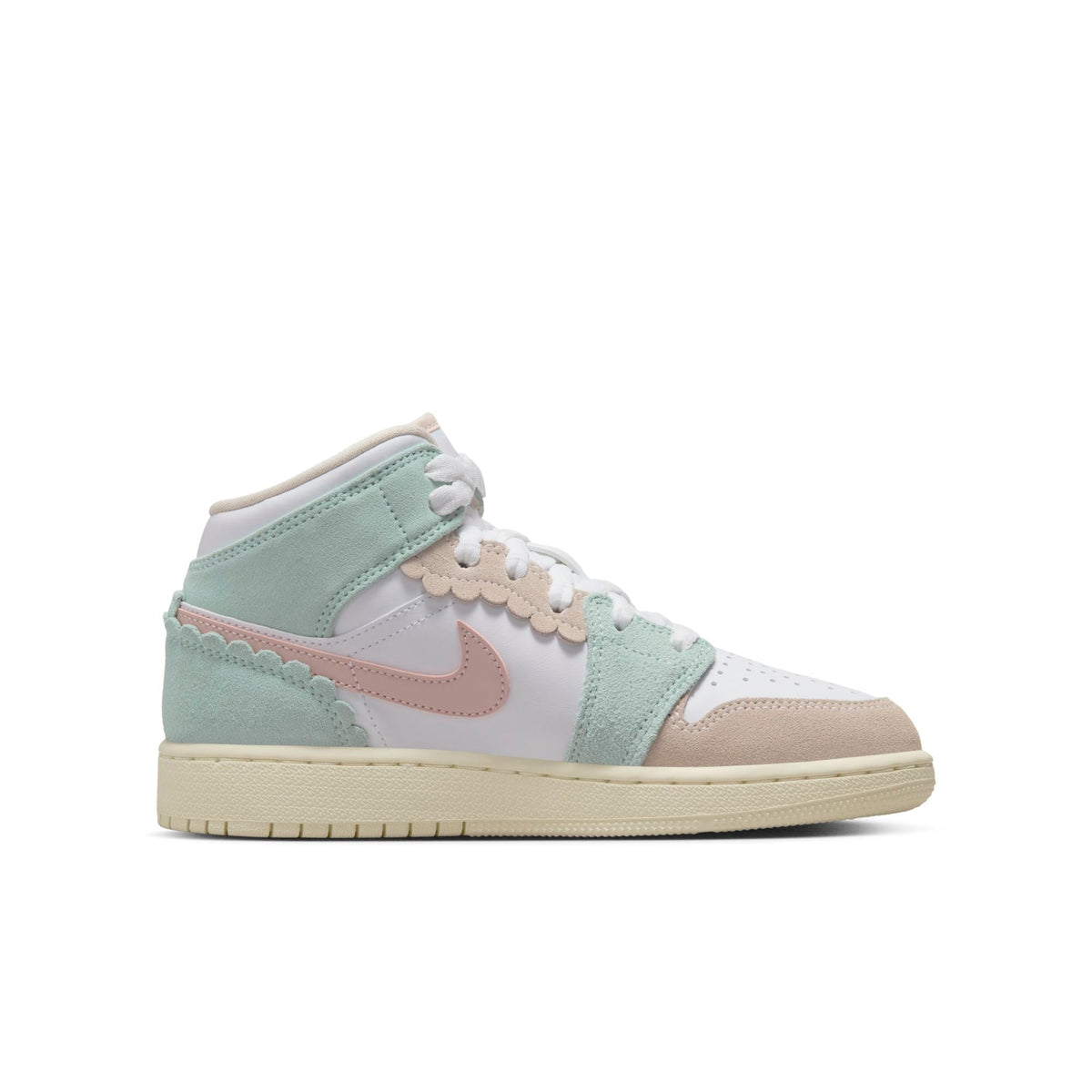 Air Jordan Grade School Retro 1 Mid Se 'Pink Oxford Gs' Sneakers