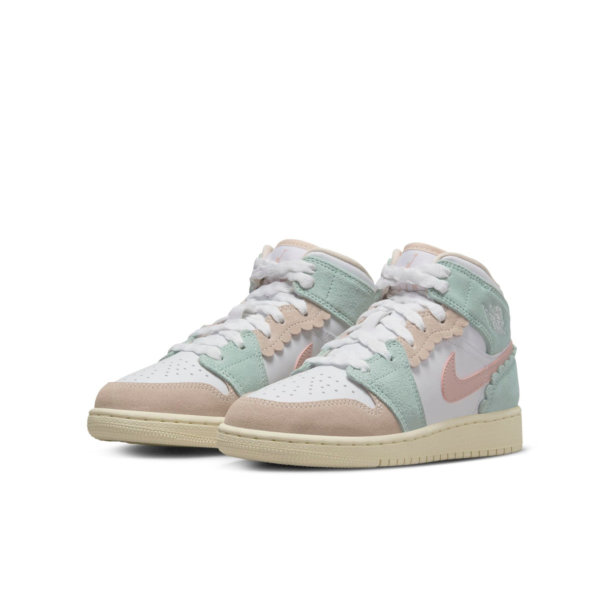 Air Jordan Grade School Retro 1 Mid Se 'Pink Oxford Gs' Sneakers