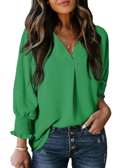🔥Hot Sale-Womens Casual 3/4 Sleeve V Neck Loose Fit Basic Tees