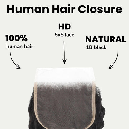 Deep Wave 5x5 HD Lace Human Hair Closure
