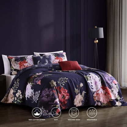 Bebejan Deep Purple Garden 5 Piece Reversible Comforter Set