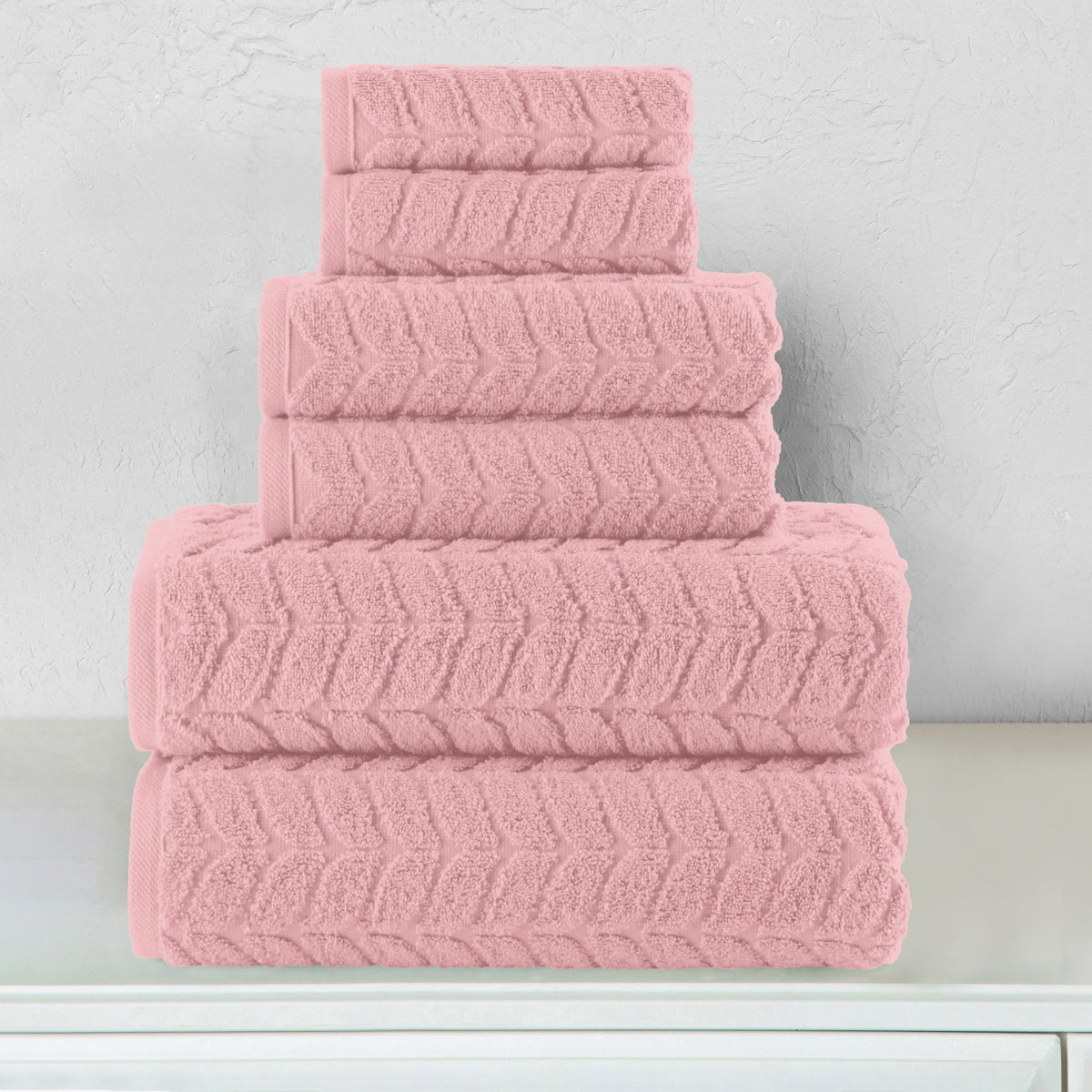 Elegant Comfort 6-Piece Turkish Cotton Braided Towel Set, 2 Washcloths, 2 Hand Towels and 2 Bath Towels