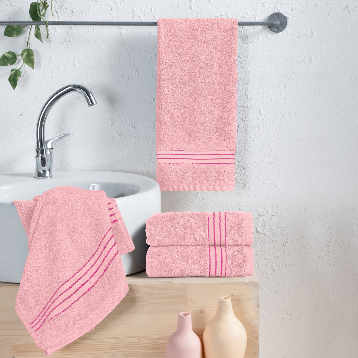 Elegant Comfort 4 Pack Premium Turkish Cotton Hand Towel Set, 16 x 28 inch