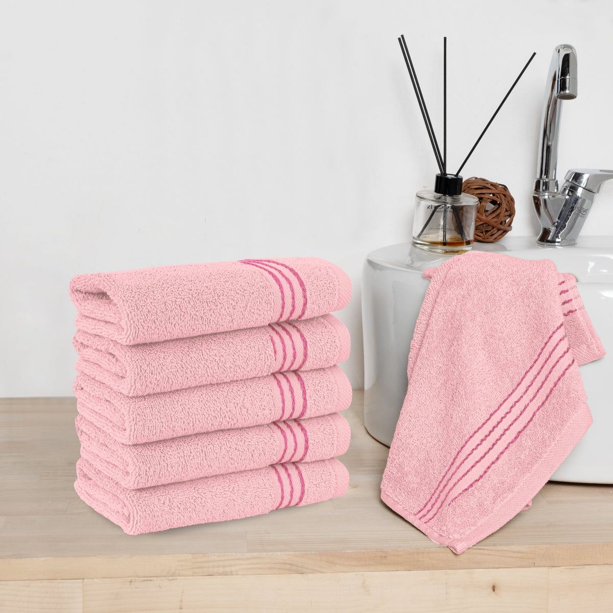 Elegant Comfort 6 Pack Premium Turkish Cotton Washcloths Set, 13 x 13 inch