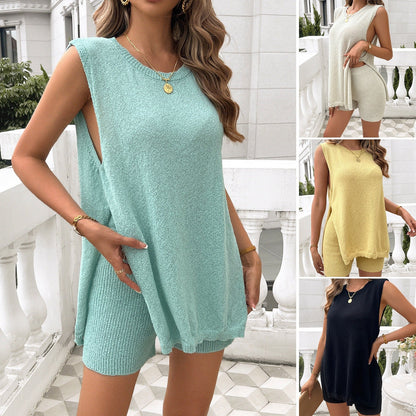 European and American Women’s Spring/Summer Fashion Casual Short Sweater Set