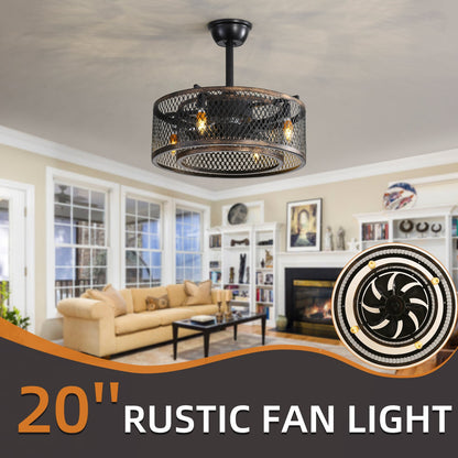 20-Inch Caged Ceiling Fan with Lights