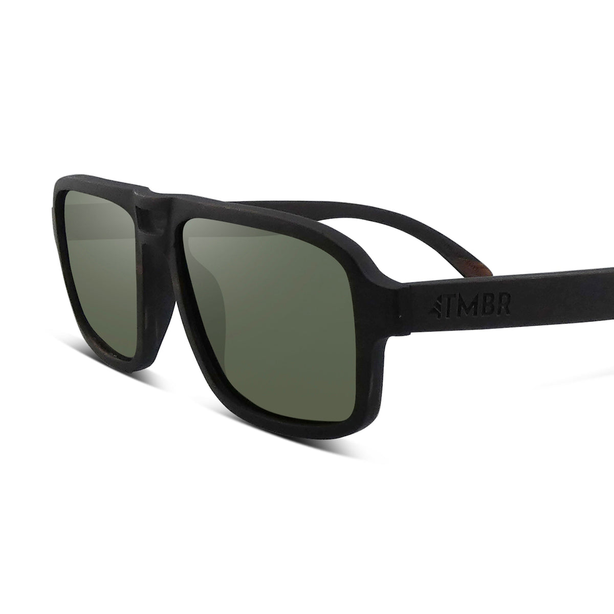Flyer | Black w/ Green | Wooden Sunglasses