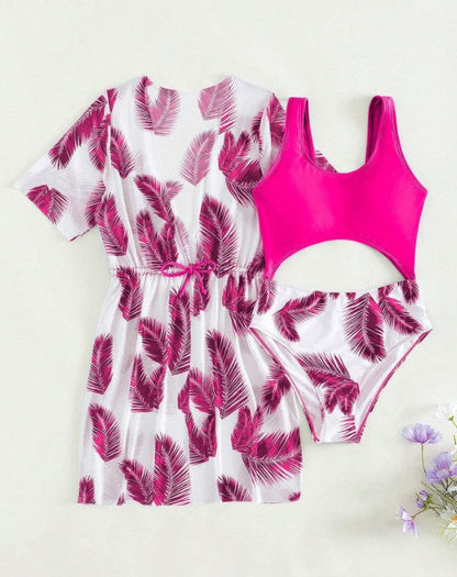 Three-Piece Swimwear Set for Girls, Medium to Large Kids Swimwear