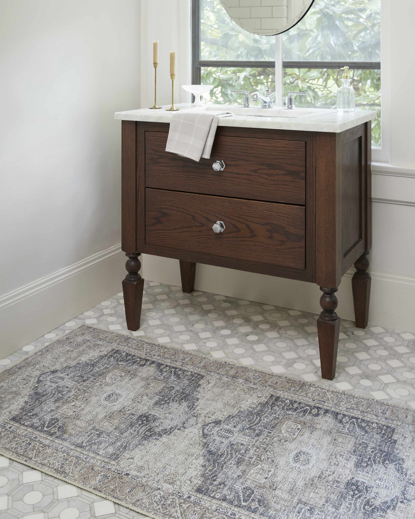 Beige Rosman Washable Area Rug - Clearance