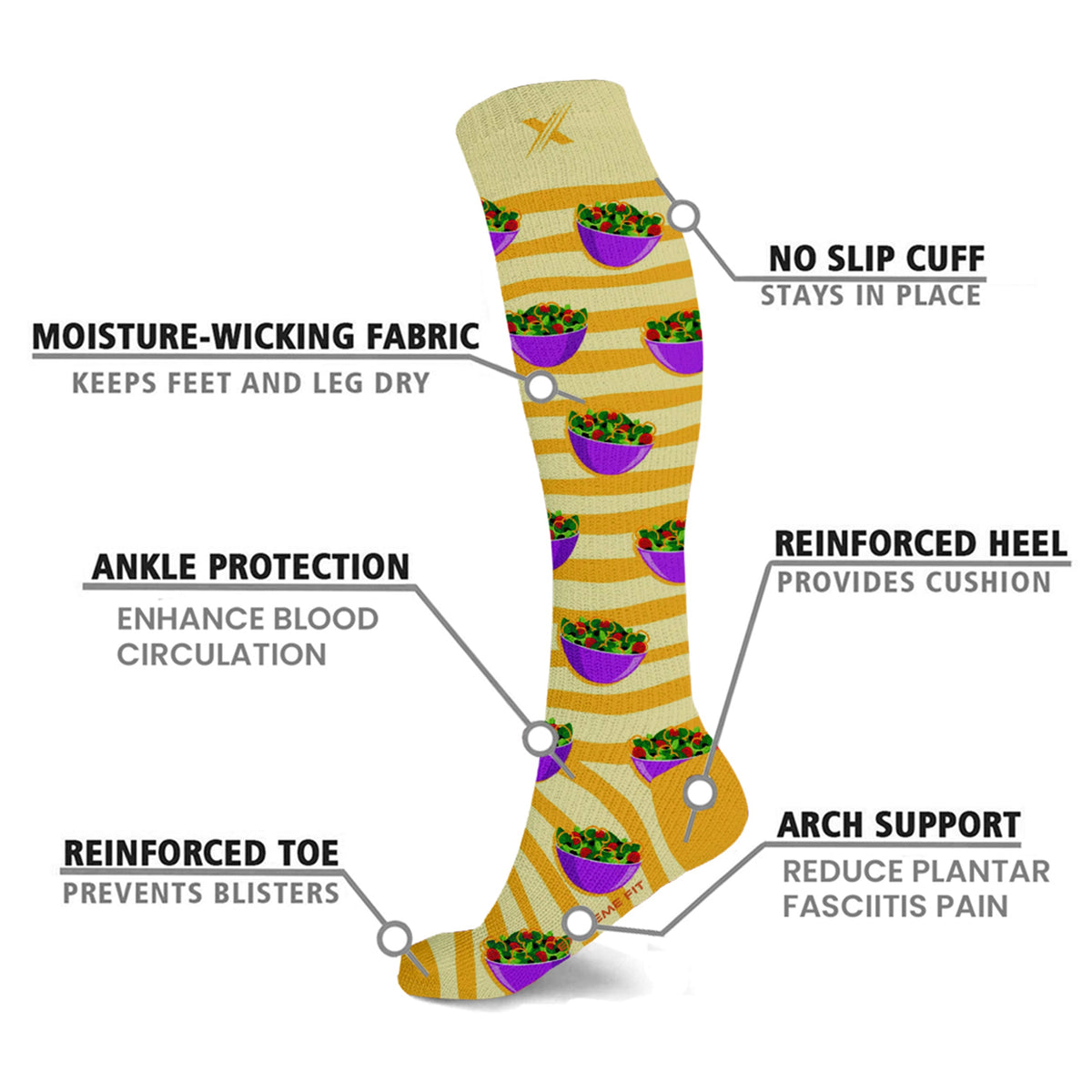Extreme Fit 3-Pairs Food Love Knee High Compression Socks