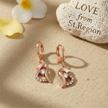 Cubic Zirconia & Goldtone Heart Drop Earrings