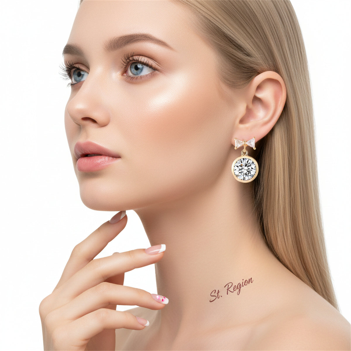 Crystal & Goldtone Bow Drop Earrings