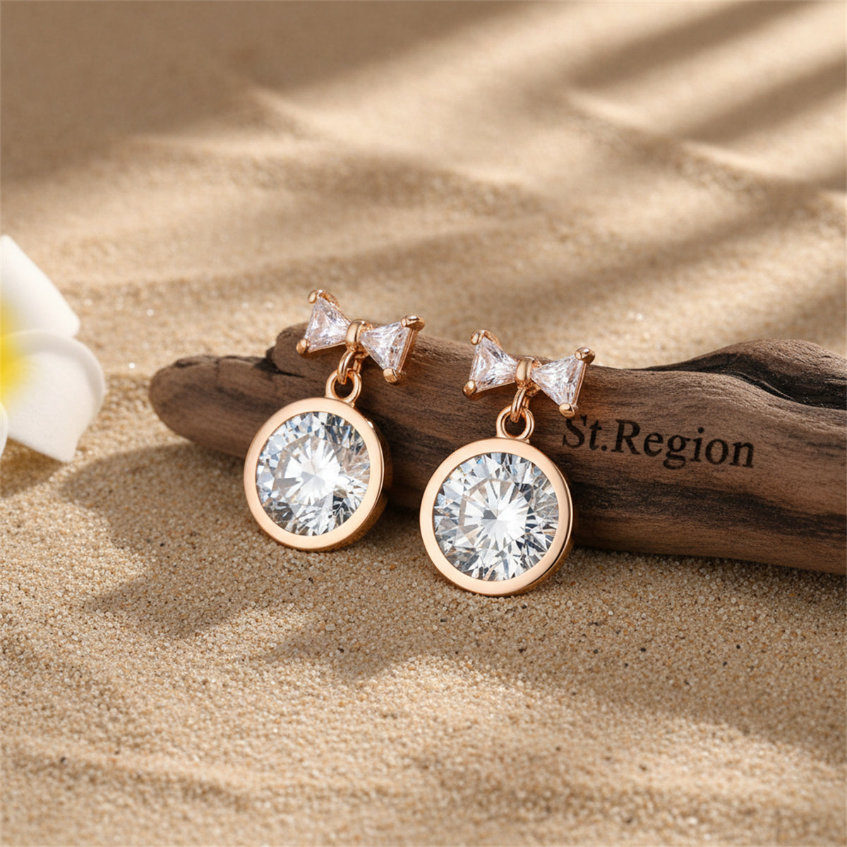 Crystal & Goldtone Bow Drop Earrings