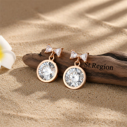 Crystal & Goldtone Bow Drop Earrings
