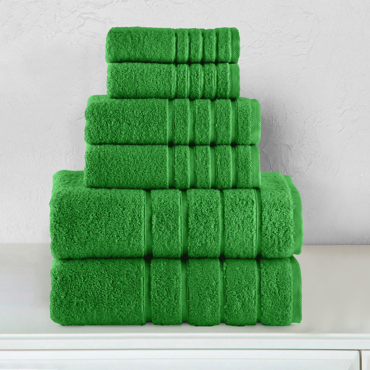 Elegant Comfort 6-Piece Turkish Cotton 4 Lines Stripe Towel Set, 2 Washcloths, 2 Hand Towels and 2 Bath Towels