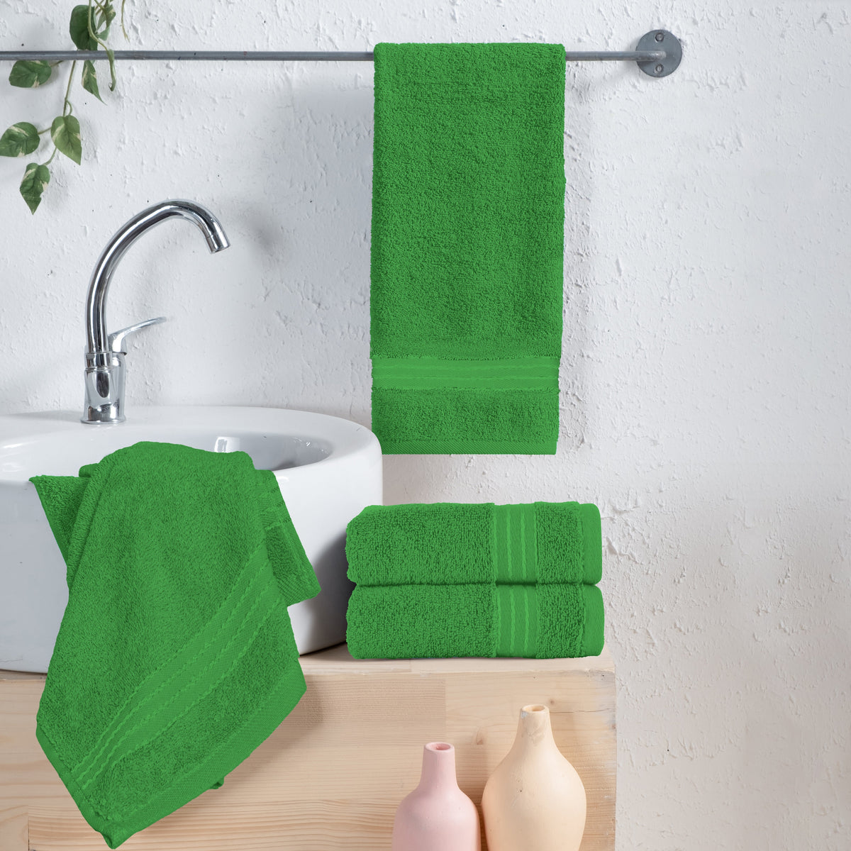 Elegant Comfort 4 Pack Premium Turkish Cotton Hand Towel Set, 16 x 28 inch