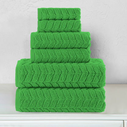 Elegant Comfort 6-Piece Turkish Cotton Braided Towel Set, 2 Washcloths, 2 Hand Towels and 2 Bath Towels