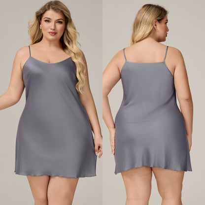 Elegant Satin Chiffon Sleepwear for Women, Summer Strap Sexy Nightdress, Simple Home Wear