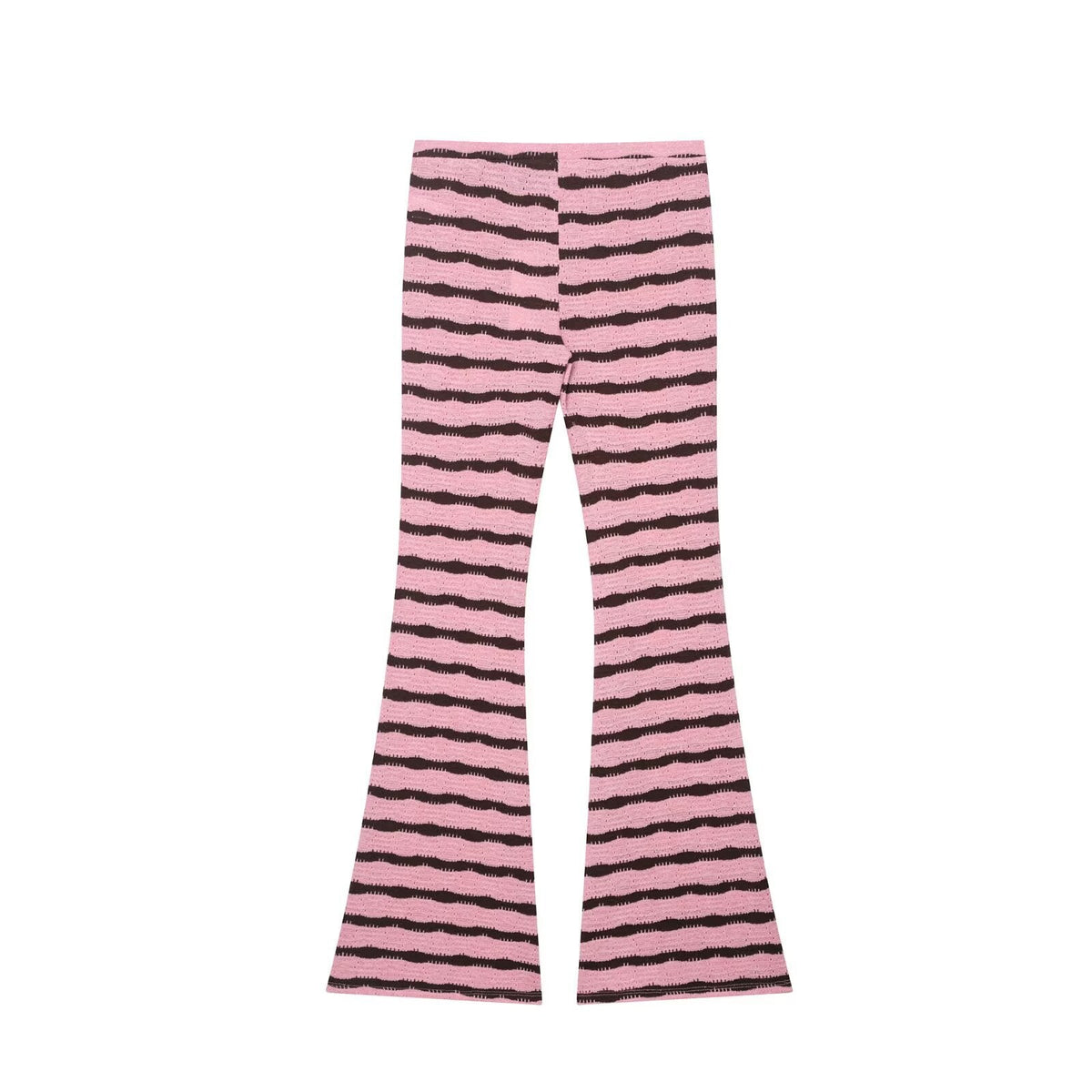 Striped knit camisole top+micro flared pants set