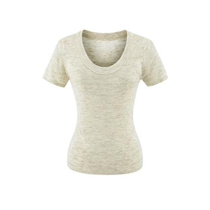 U-neck short sleeved top