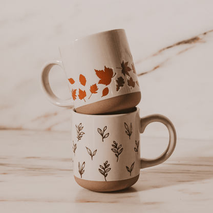 Brown Leaves 14 oz Stoneware Coffee Mug