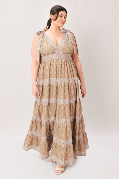 Cuddly Attitude Taupe Woven Maxi Dress