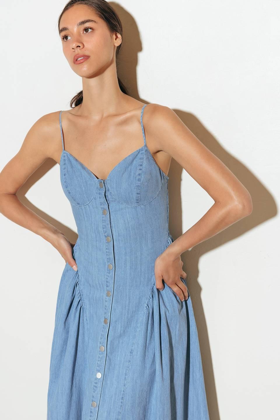 Bluebell Breeze Lightweight Denim Midi Dress
