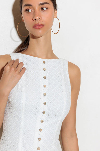 At First Glance Woven Mini Dress