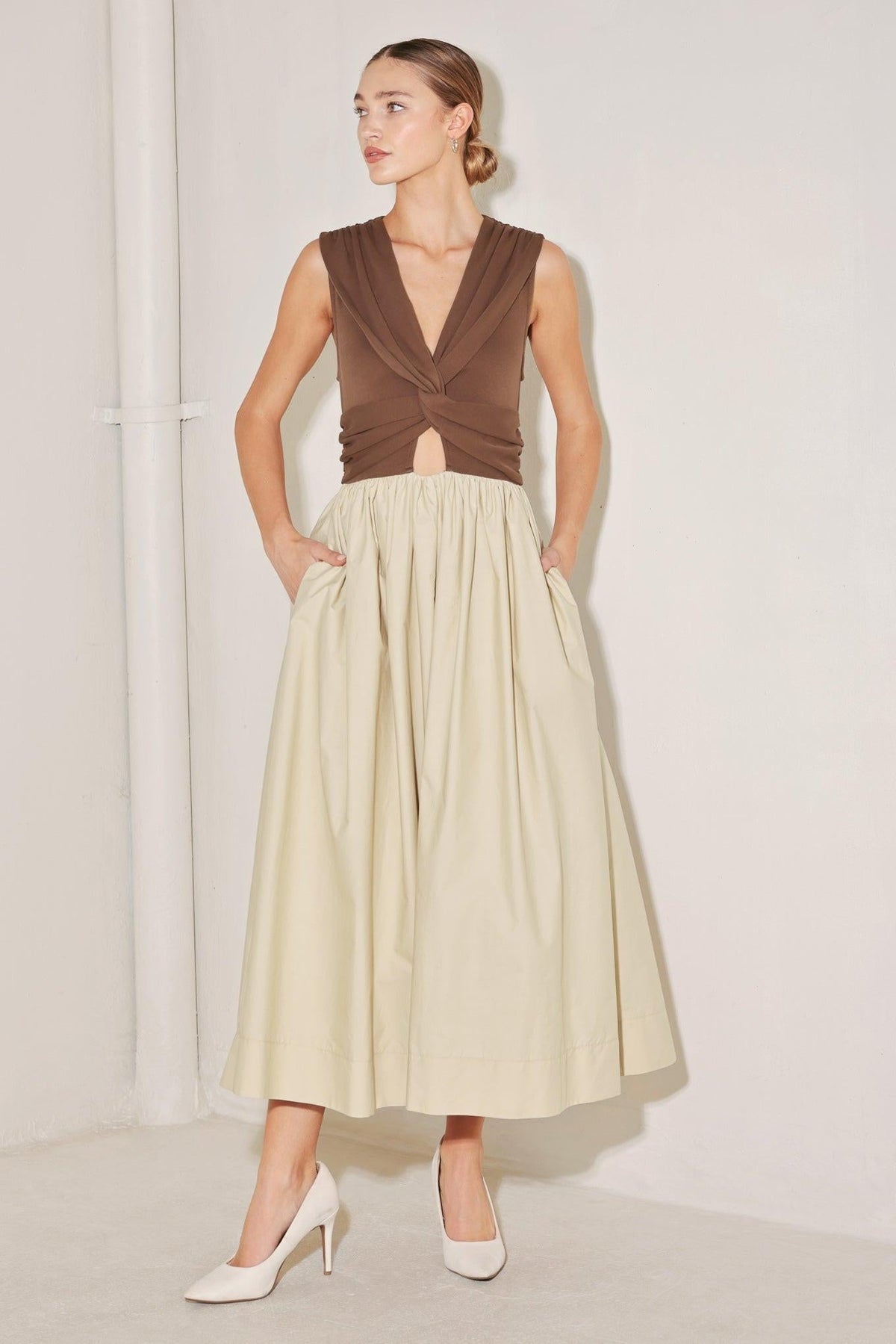 Angel Veil Solid Midi Dress