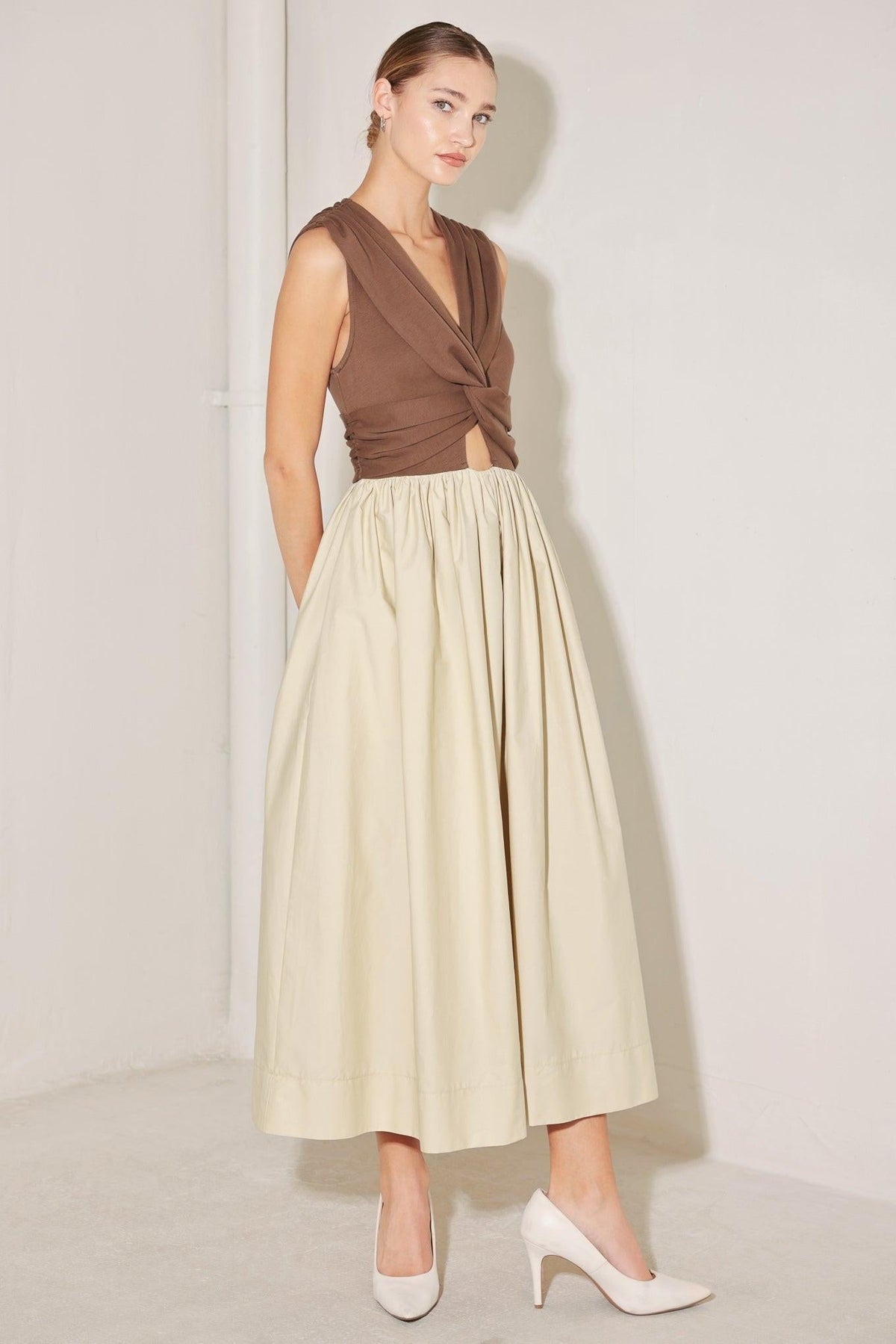 Angel Veil Solid Midi Dress