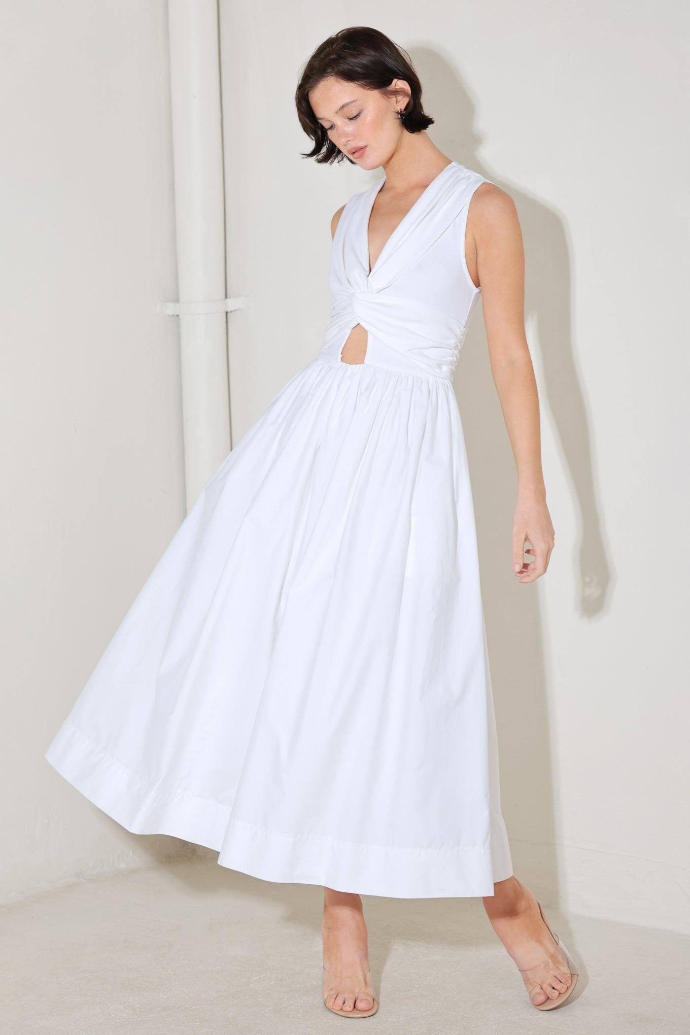 Angel Veil Solid Midi Dress