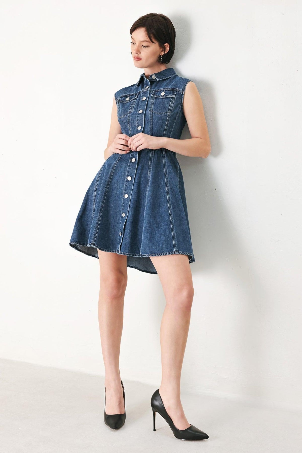 Casual Glam Denim Mini Dress