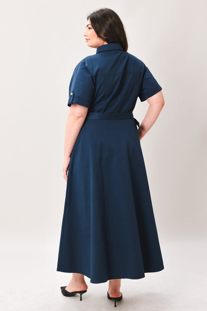 Classic Authority Woven Midi Dress