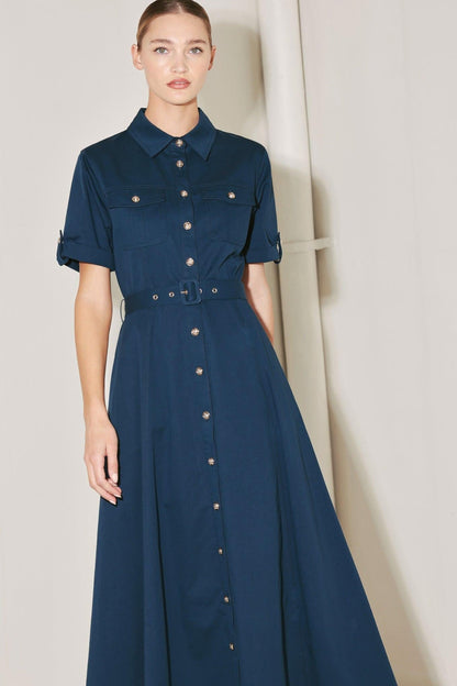 Classic Authority Woven Midi Dress