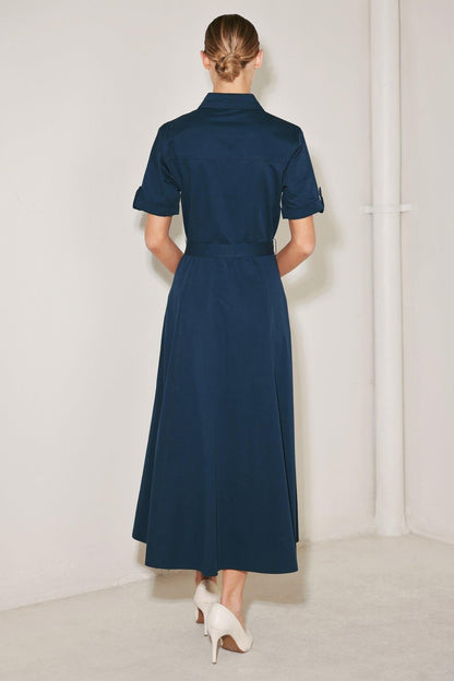 Classic Authority Woven Midi Dress