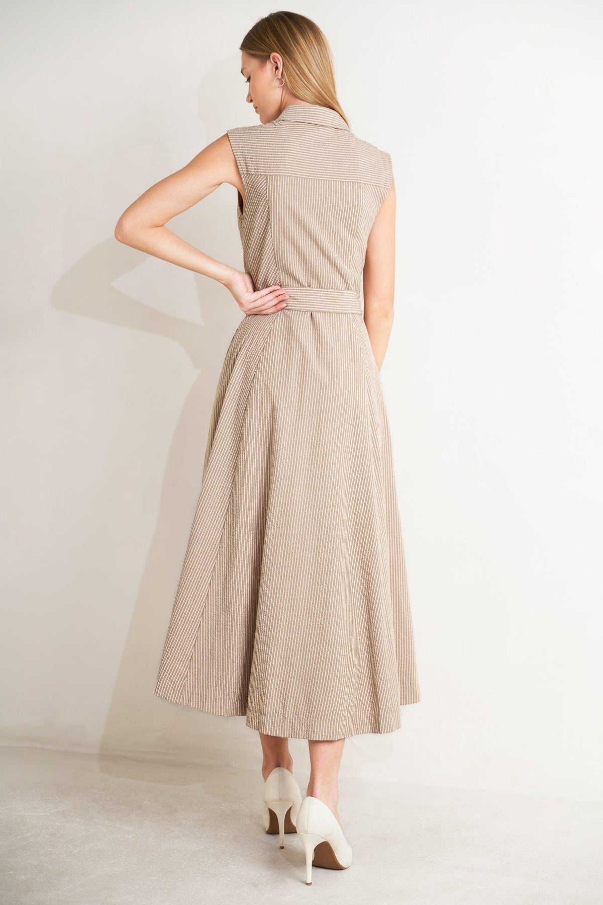 Cafe Au Lait Woven Midi Dress