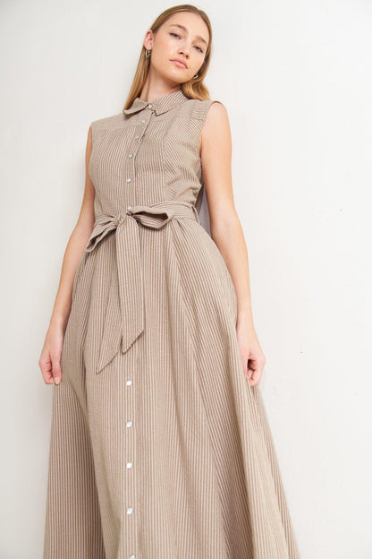 Cafe Au Lait Woven Midi Dress