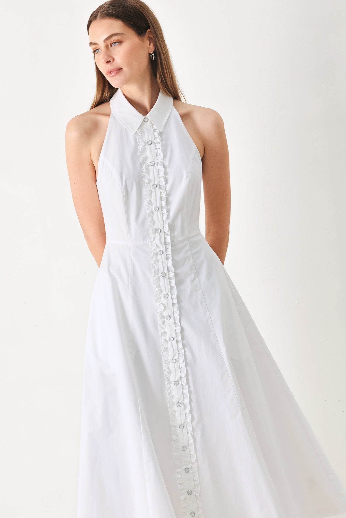 Angel Charm Woven Midi Dress