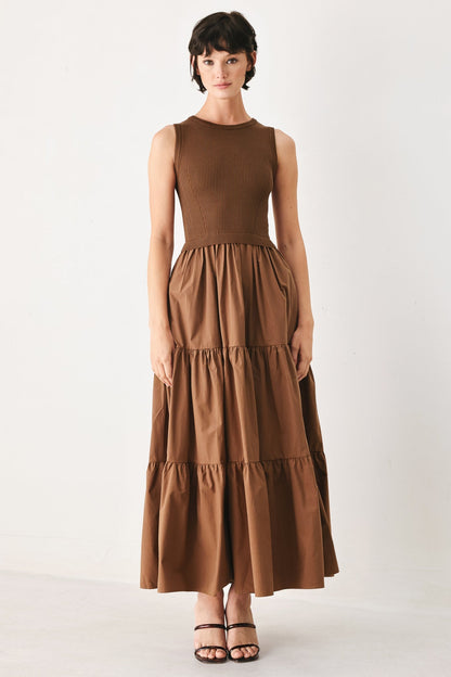 Espresso Dream Sweater Knit Midi Dress